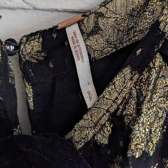 Free People Batwing Metallic Oversized Romper Dress Witchy Boho Goth Glam - Picture 6 of 9